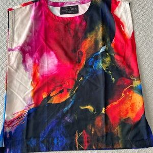 VIDA Pink and Blue Graphic Boxy Tee XL